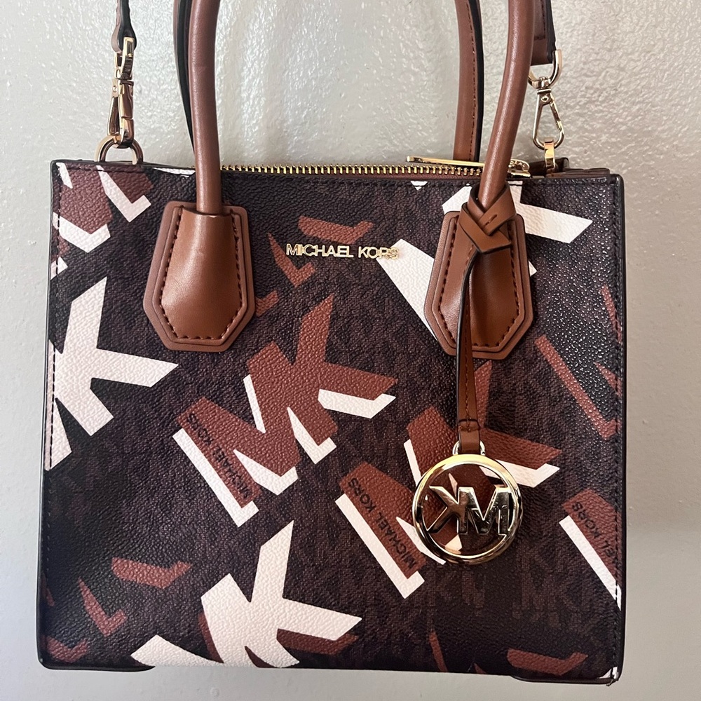 Michael Kors Brown and Cream Crossbody Bag